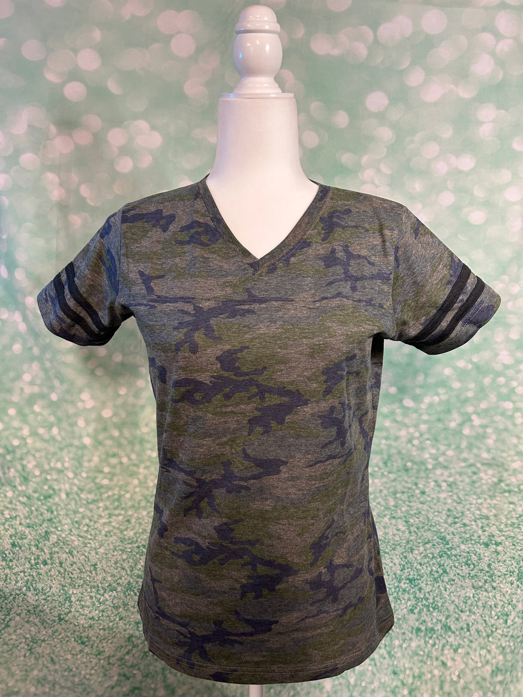 V NECK LAT Camo Short Sleeve T Shirt